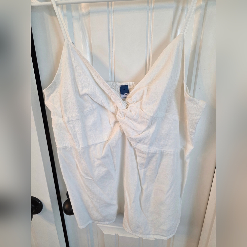 Old Navy White Linen Blend Tank